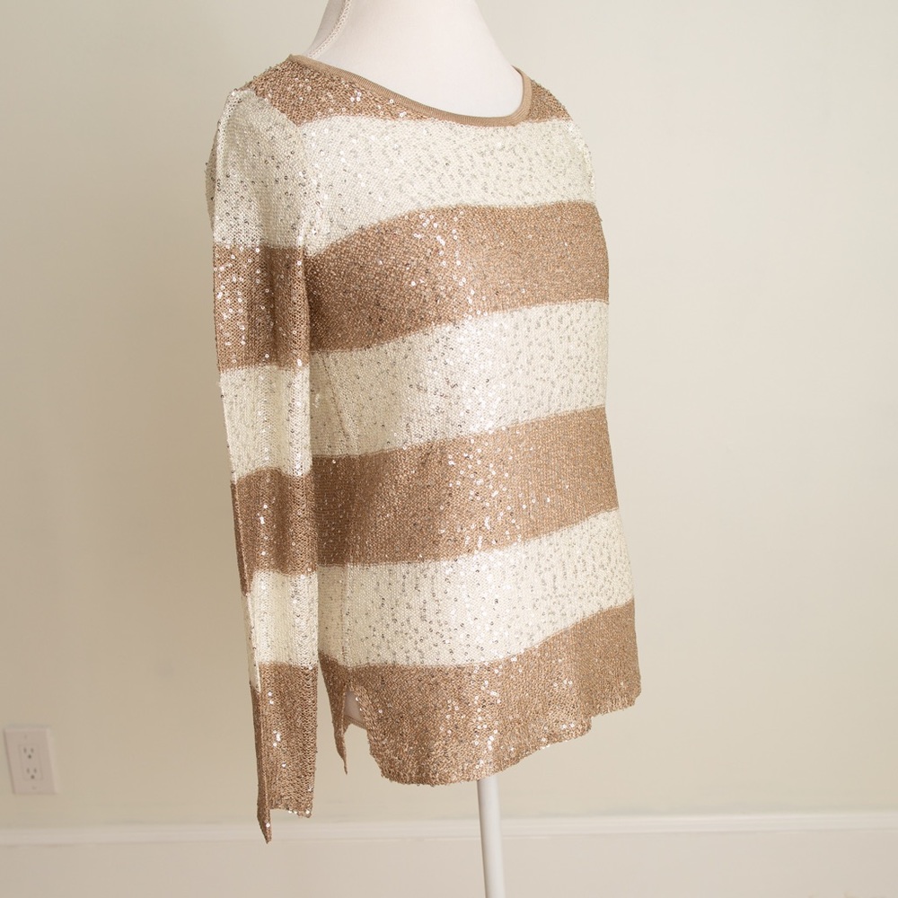 Striped Sequin Knit Sweater